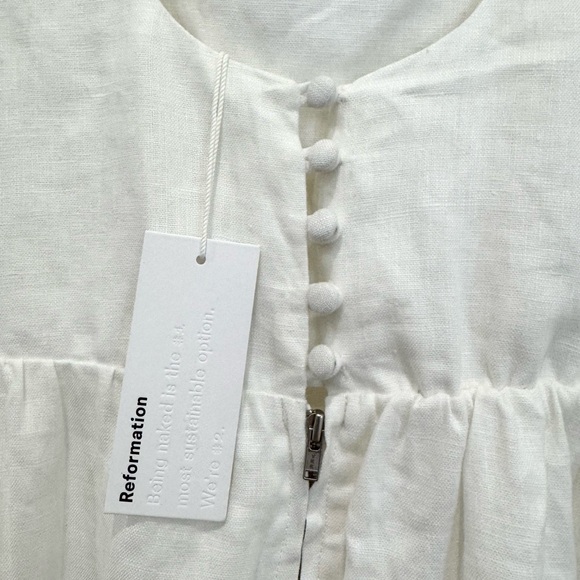 NWT Reformation Bucatini Linen midi dress in white - Picture 10 of 12
